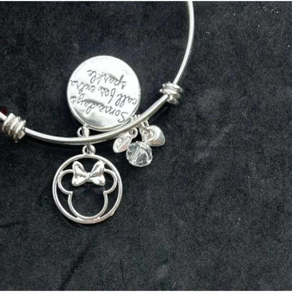 New Disney Minnie Mouse 8in Crystal Bangle Bracelet (Extra Sparkle Days) - NIB - Picture 2 of 11